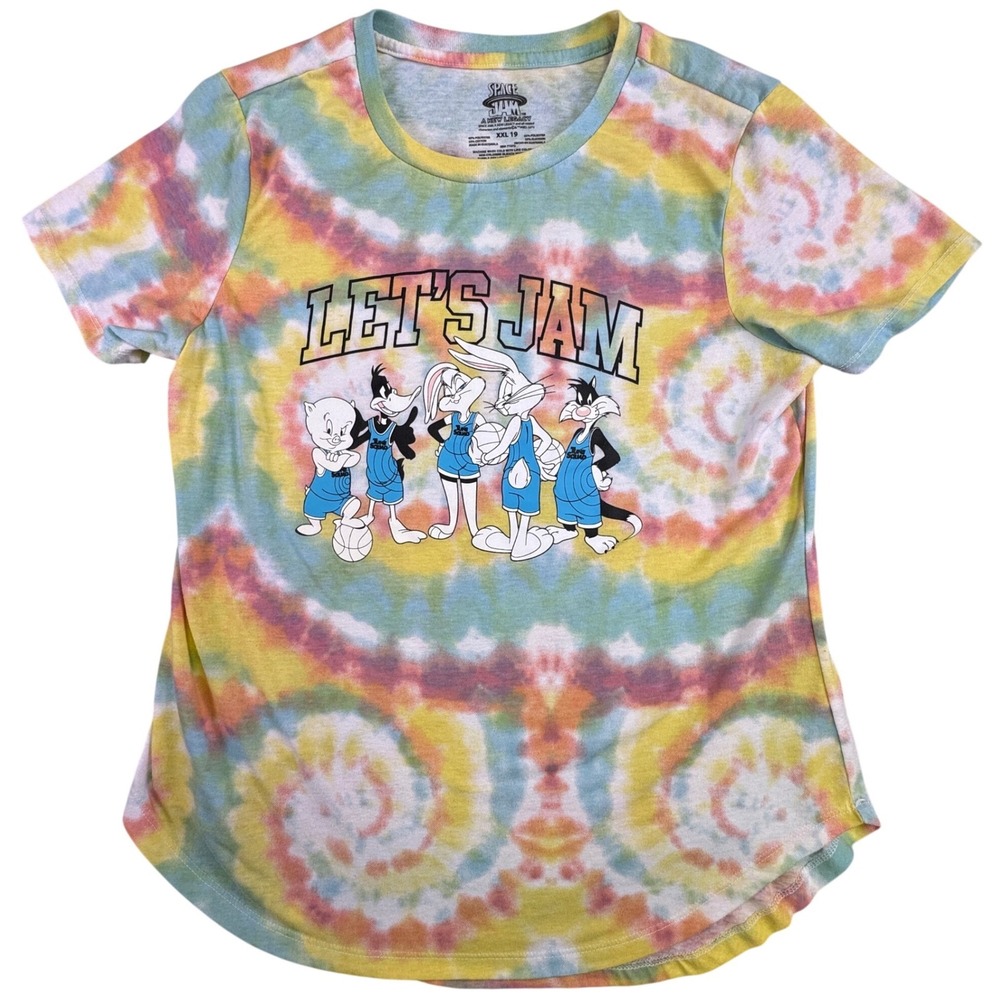 Space Jam A New Legacy Tie Dye Graphic Tee Womens XXL Tune Squad Let's Jam Shirt